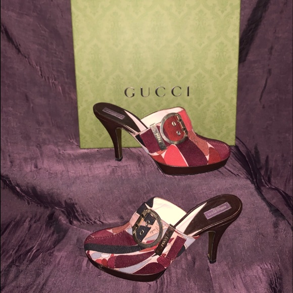 “DONATED” Emilio Pucci, Corduroy w/ Brass Buckle, Platform Heeled Mules, S 40 - Picture 1 of 10